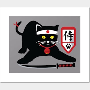 Warrior Samurai Cat Posters and Art